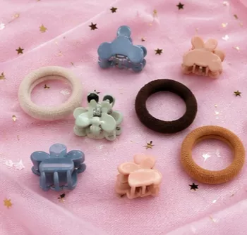 Girls hair accessories set with colorful hair clips and rubber bands